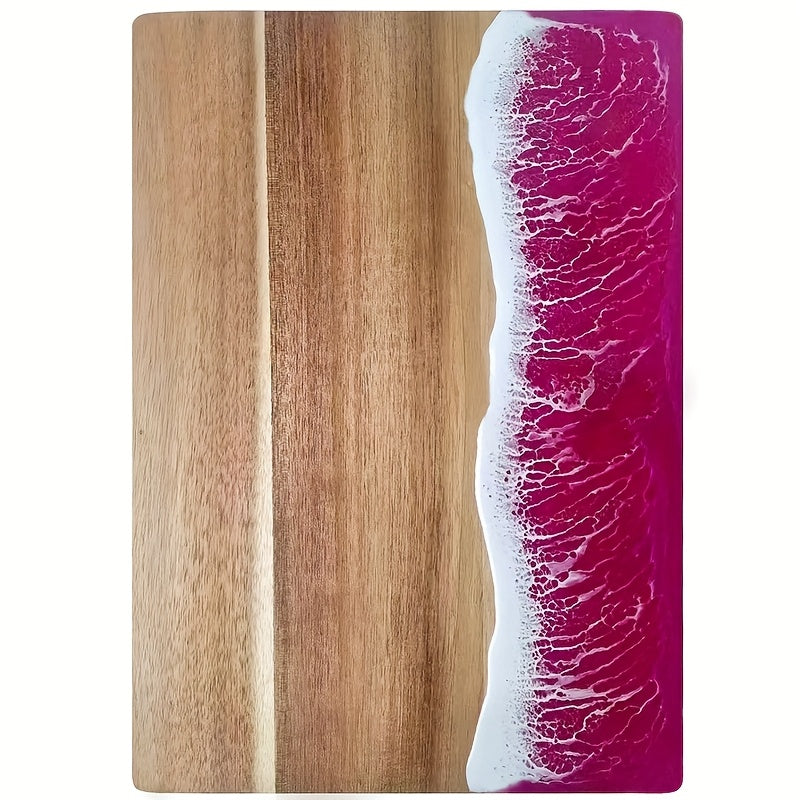 Tabla de Madera de Acacia con Resina Efecto Ola del Océano