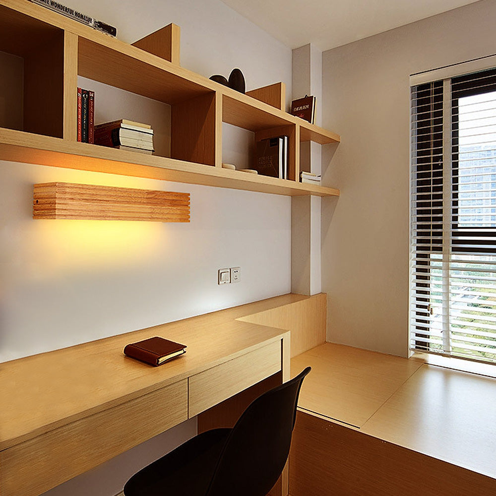 Aplique de Pared LED de Madera Minimalista para Dormitorio