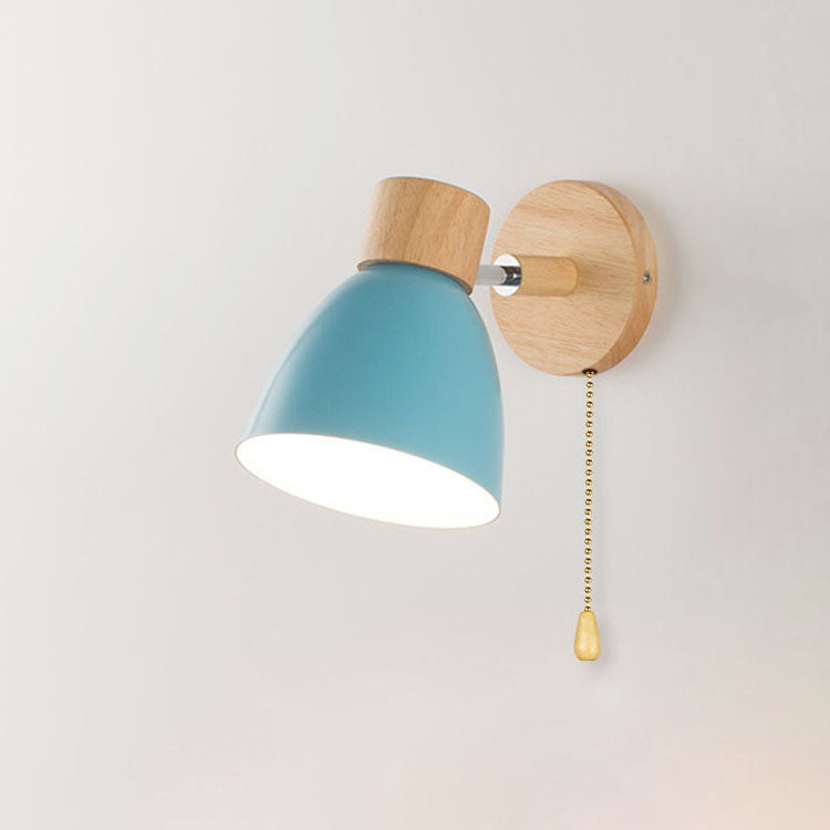 Aplique de Pared Macaron de Madera y Hierro con Cordón