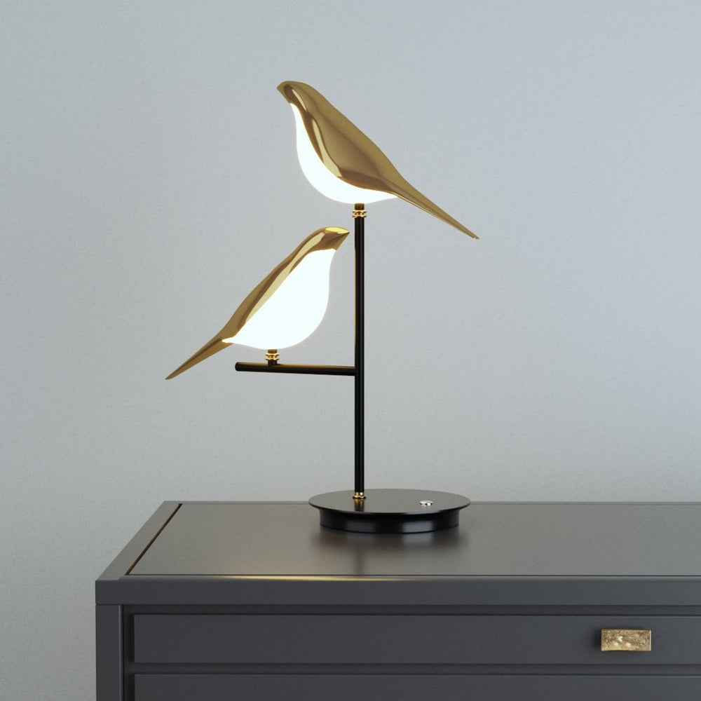 Birdlight Lámpara de Mesa LED con Dos Pájaros Dorados