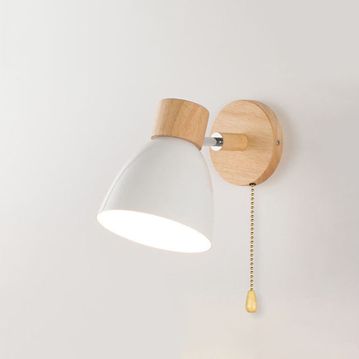 Aplique de Pared Macaron de Madera y Hierro con Cordón
