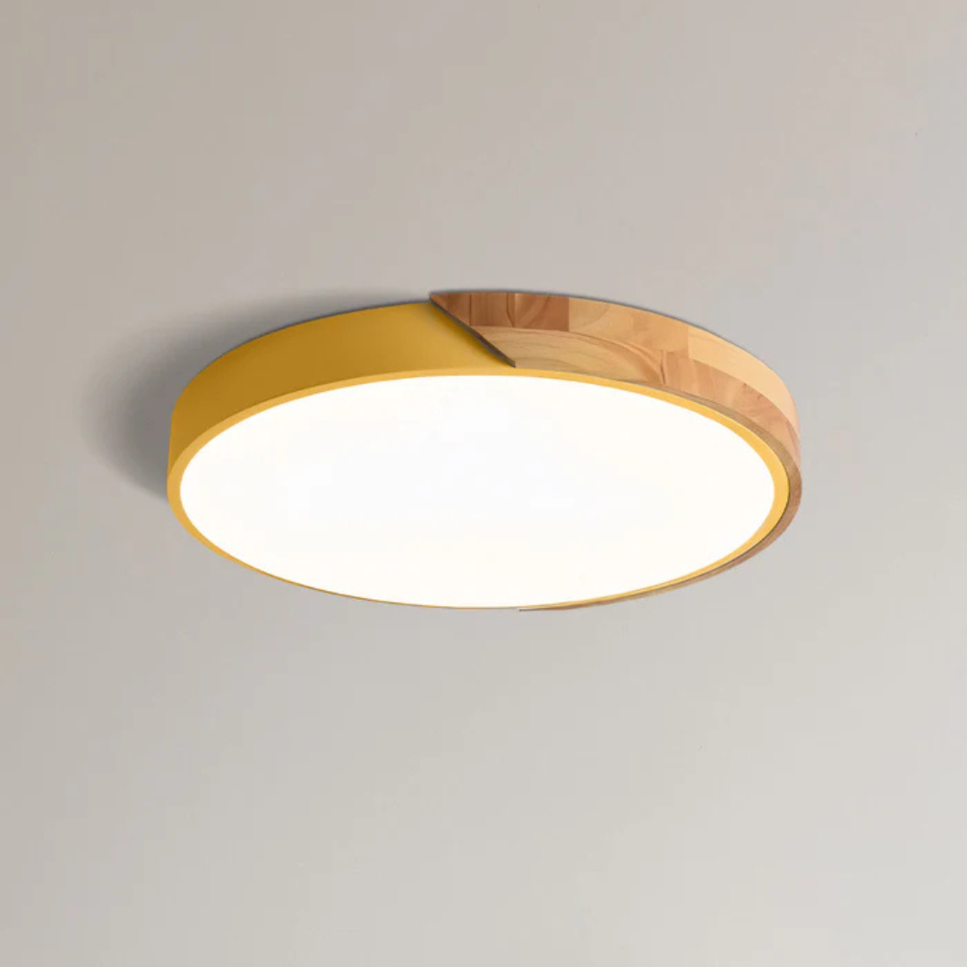 Plafón LED Nórdico de Madera, 6 Colores y 3 Tamaños Moderno
