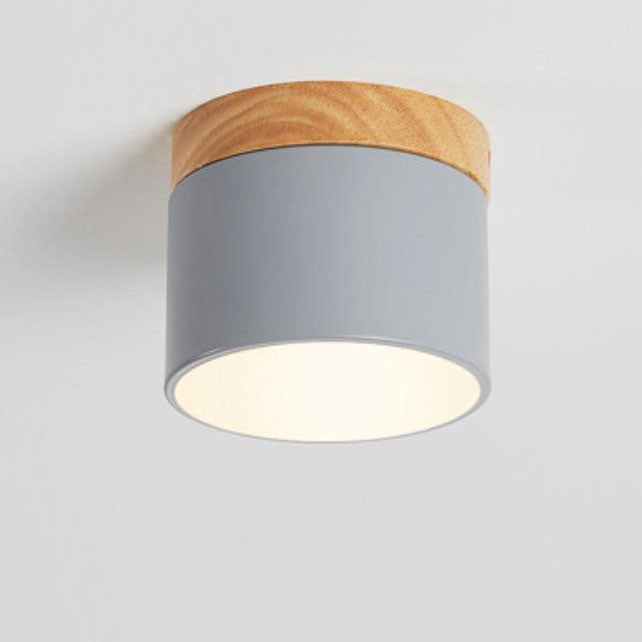 Plafón LED Macaron Escandinavo con Madera en 7 Colores