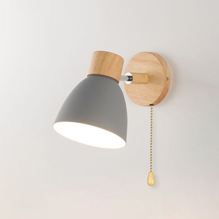 Aplique de Pared Macaron de Madera y Hierro con Cordón