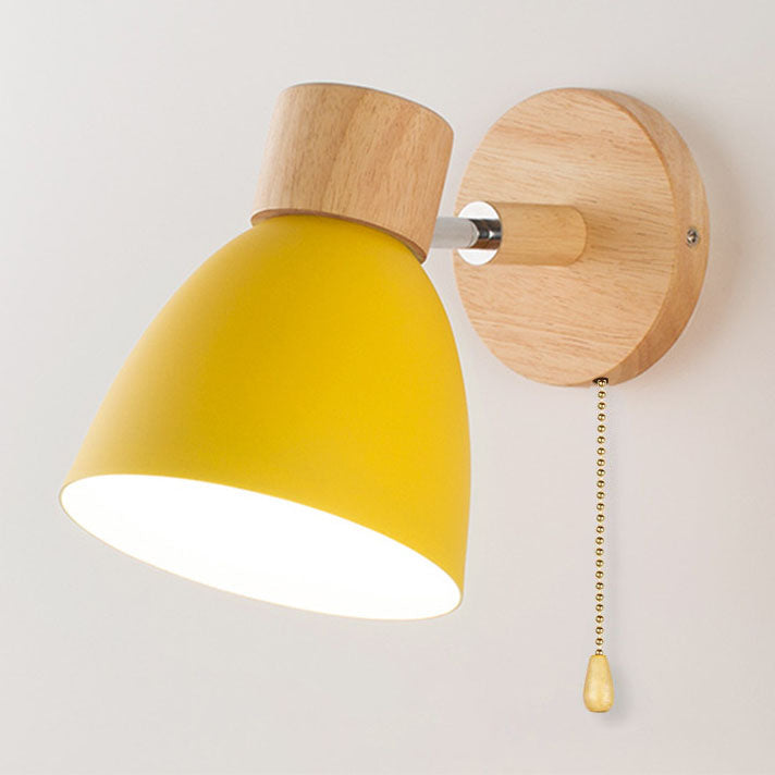 Aplique de Pared Macaron de Madera y Hierro con Cordón