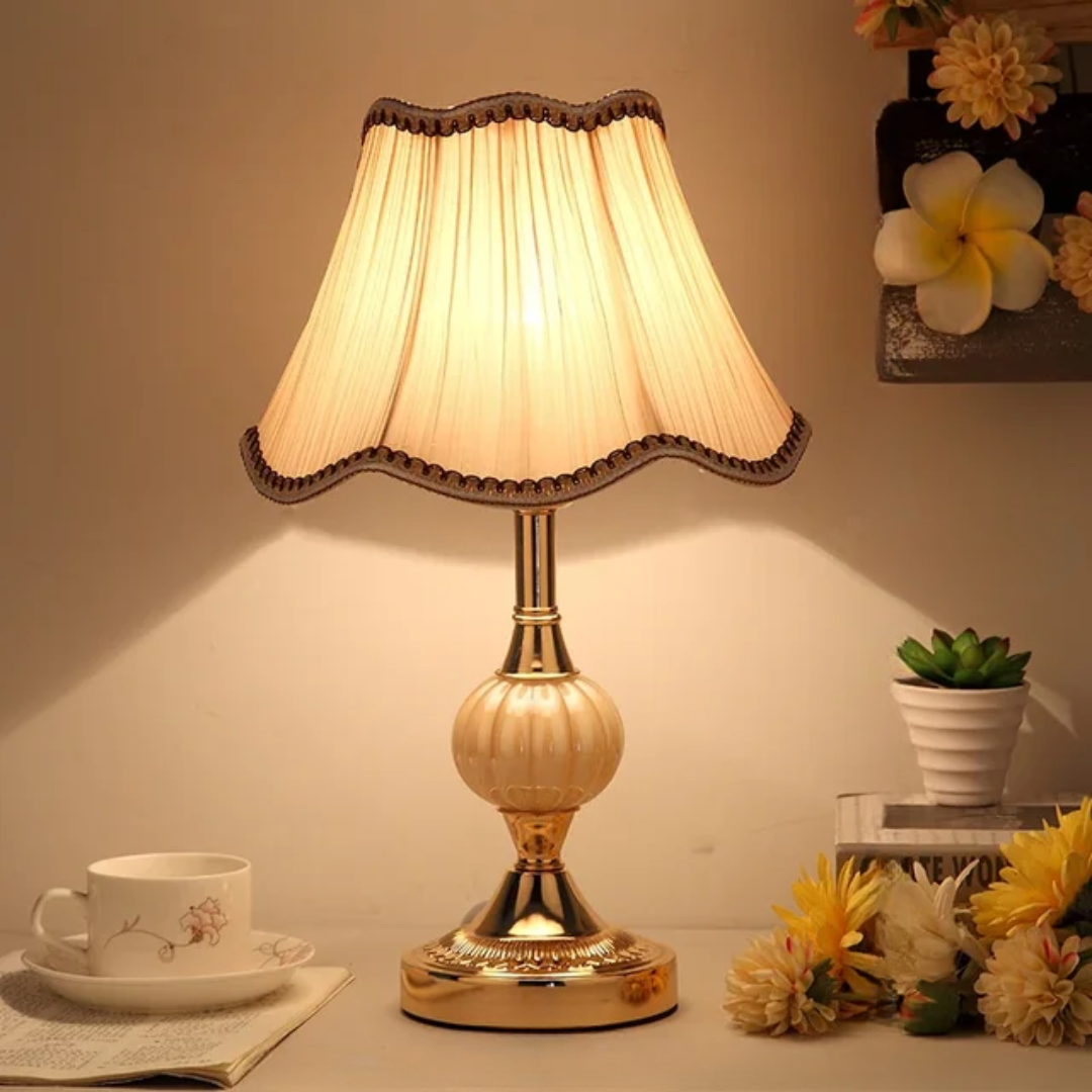 Lámpara de Mesa Quixy Escandinava Vintage Pantalla Floral