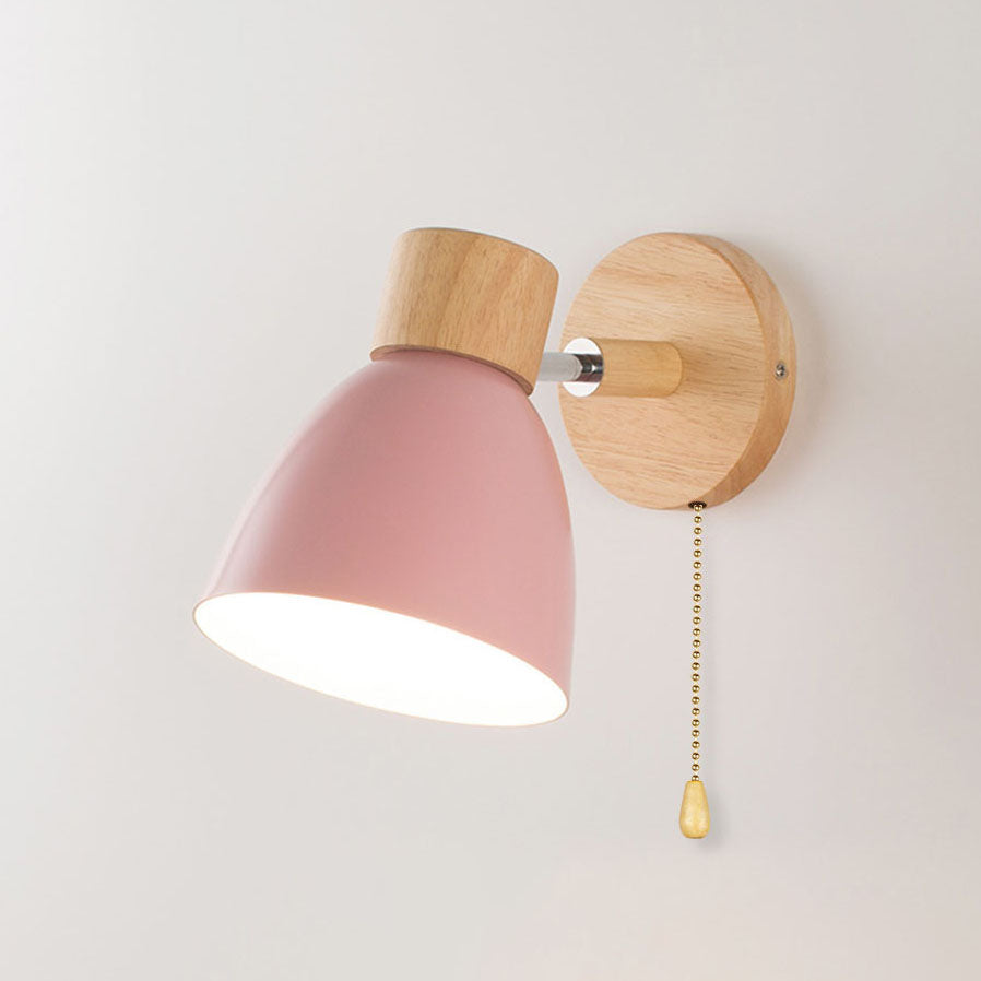 Aplique de Pared Macaron de Madera y Hierro con Cordón