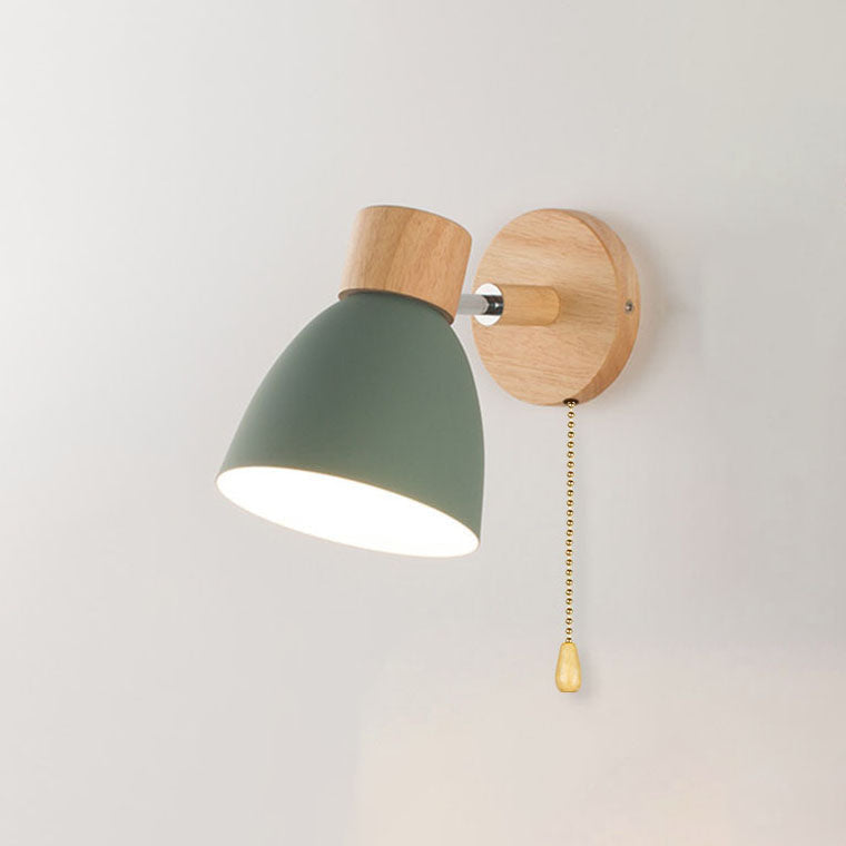 Aplique de Pared Macaron de Madera y Hierro con Cordón