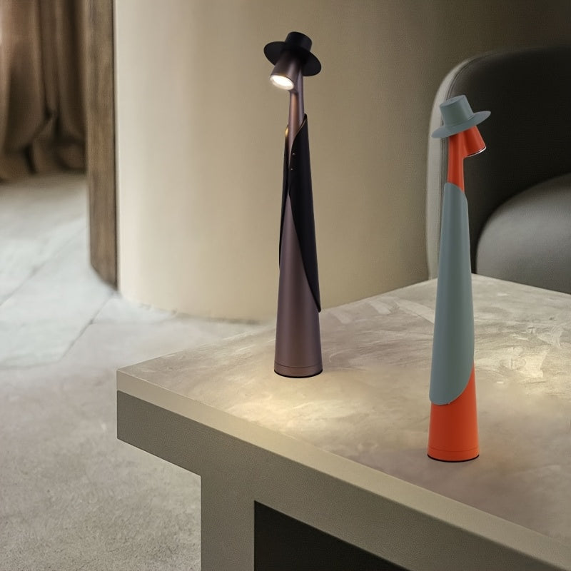 Lámpara LED Figura con Sombrero Recargable Táctil Creativa