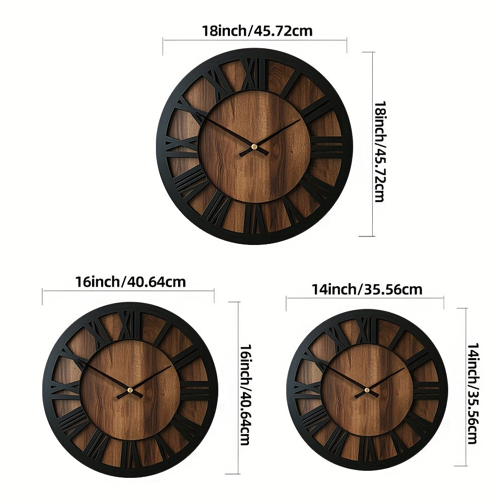 Reloj de Pared Vintage de Madera con Números Romanos