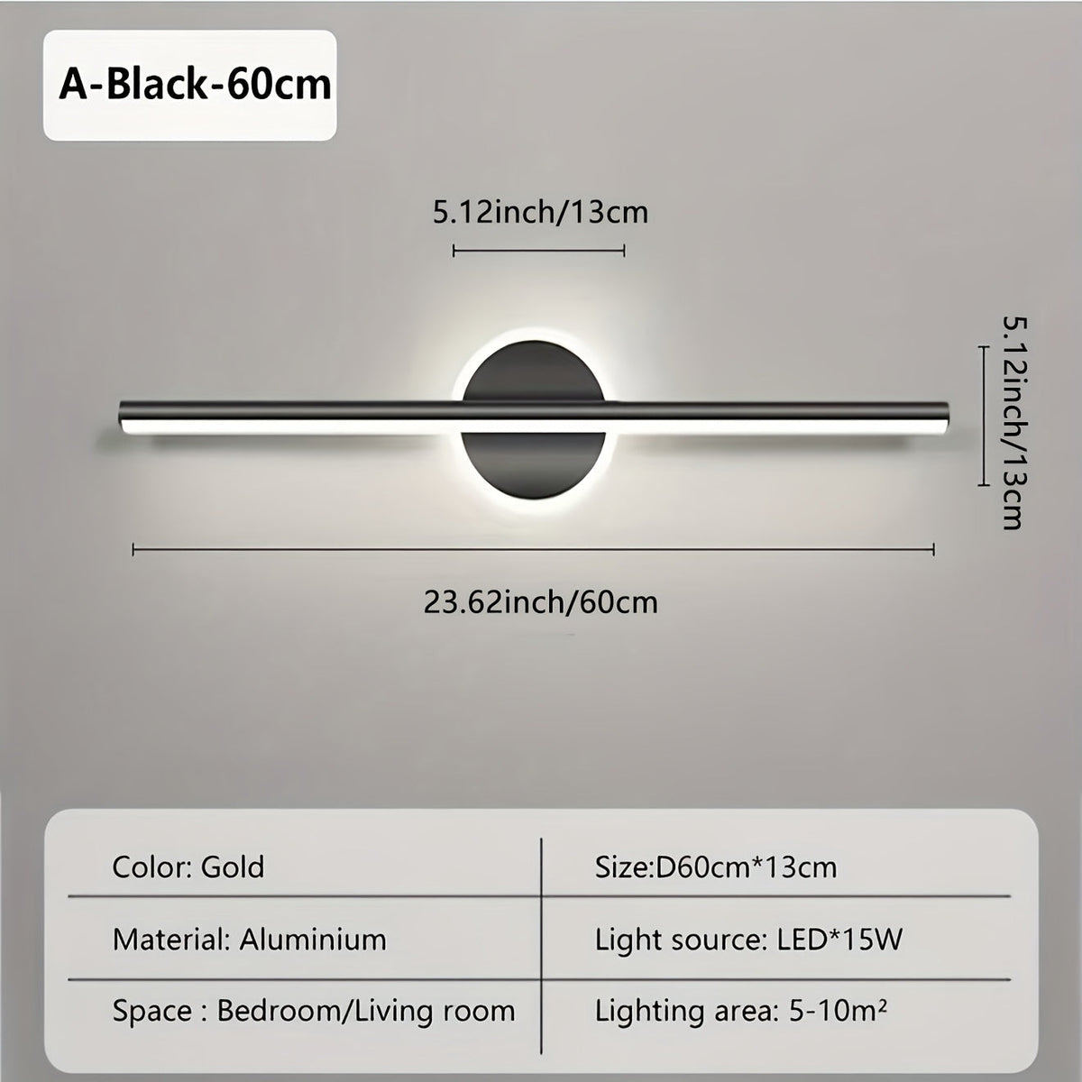Aplique LED para Espejo de Lujo Minimalista Negro o Dorado