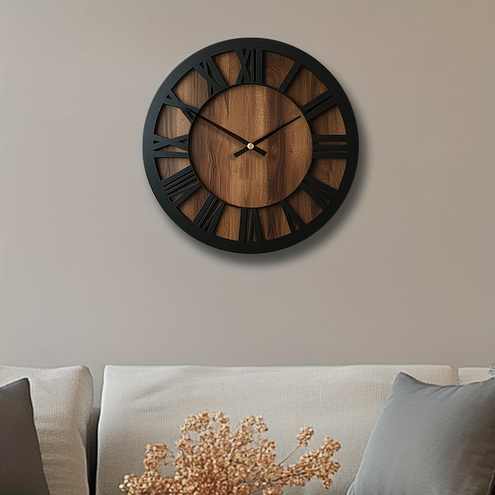 Reloj de Pared Vintage de Madera con Números Romanos