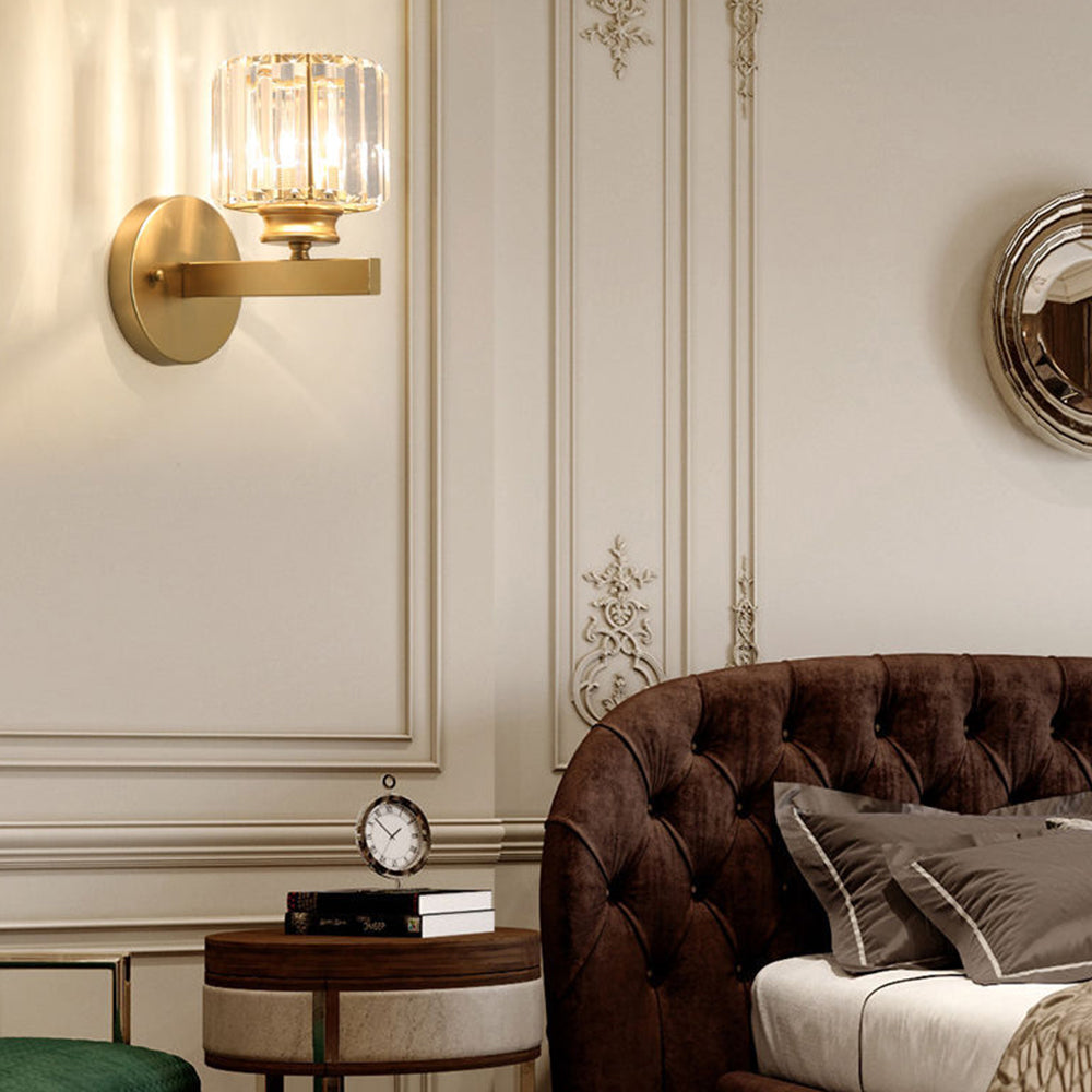 Aplique de Pared de Cristal y Hierro Moderno Negro u Oro