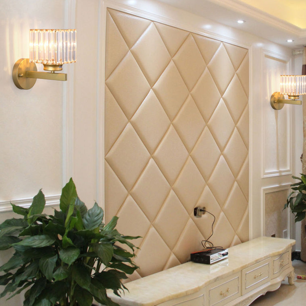 Aplique de Pared de Cristal y Hierro Moderno Negro u Oro