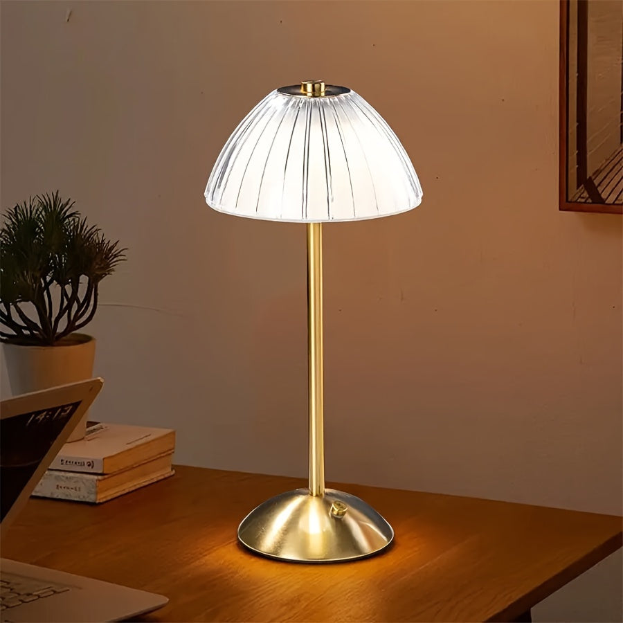 Lámpara de Mesa Toque Dorado LED Regulable Recargable USB