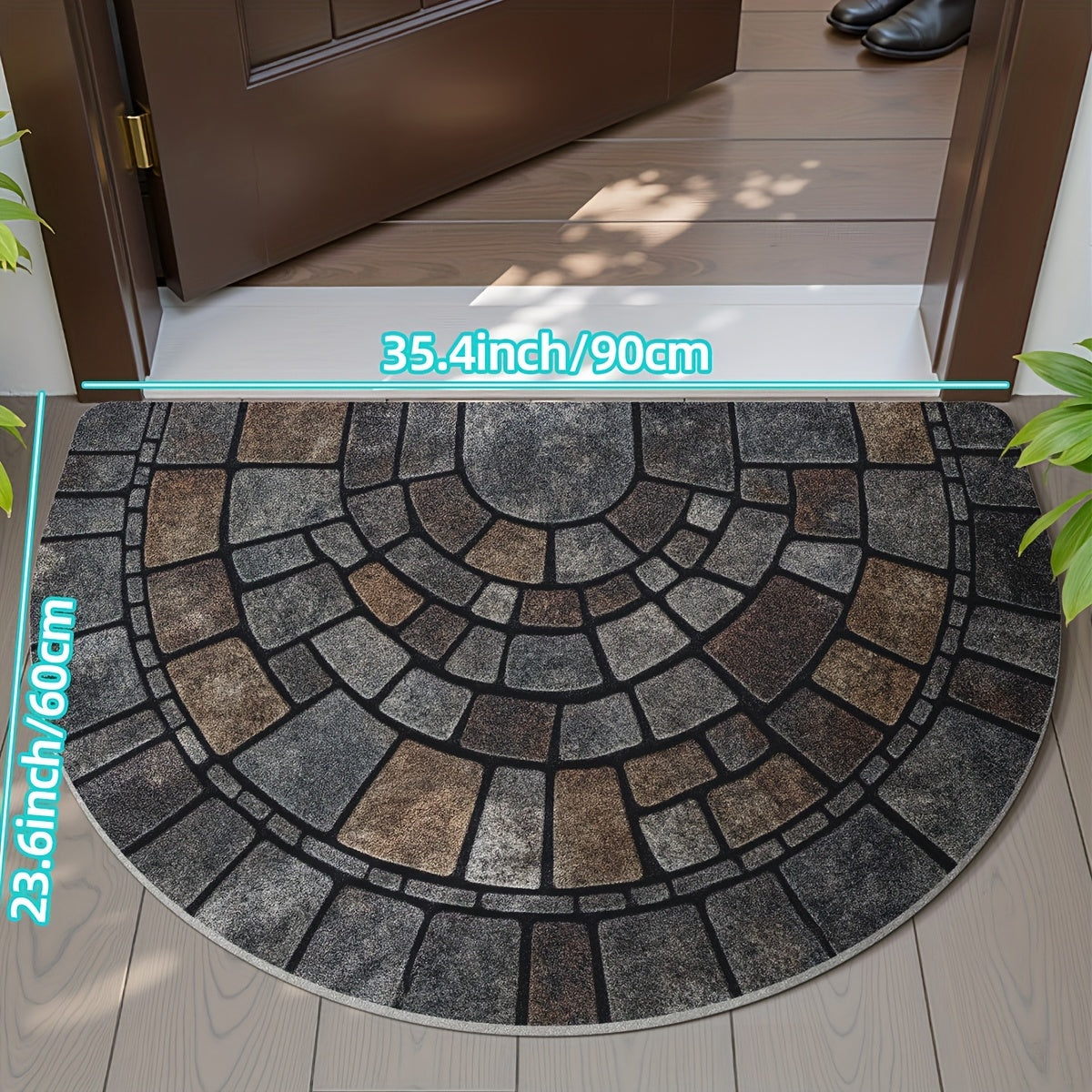Felpudo de Media Luna con Mosaico para Interior y Exterior