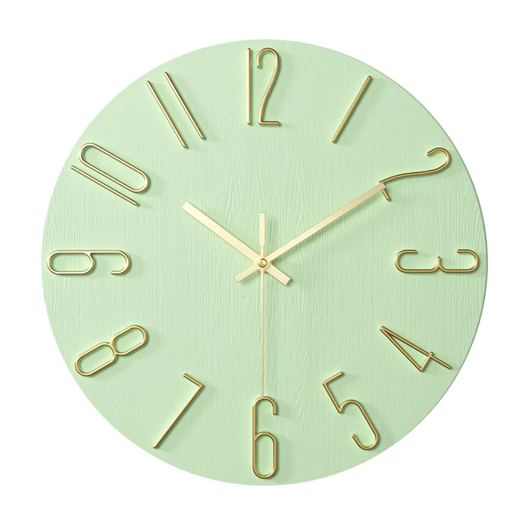 Reloj de Pared Noble Minimalista con Detalles Dorados