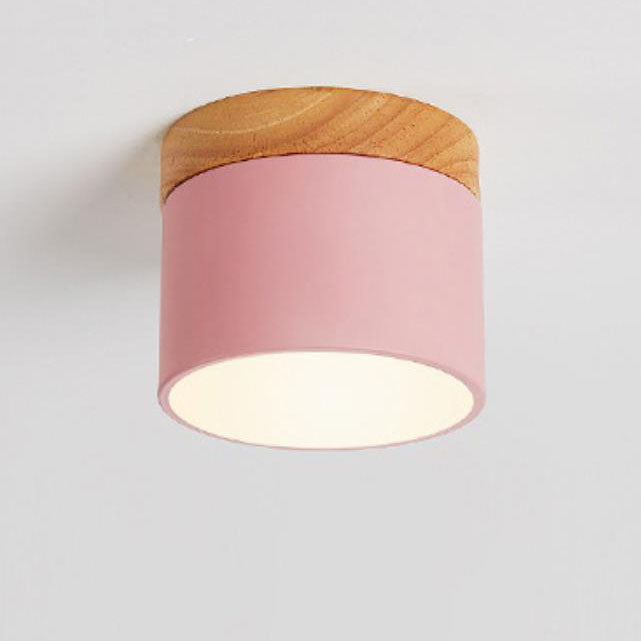 Plafón LED Macaron Escandinavo con Madera en 7 Colores