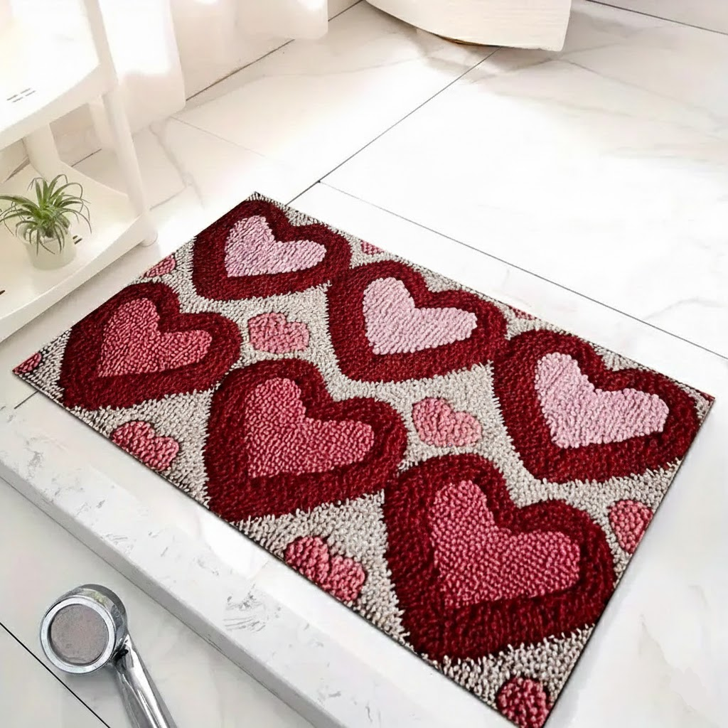 Felpudo de Entrada con Corazones Antideslizante y Lavable