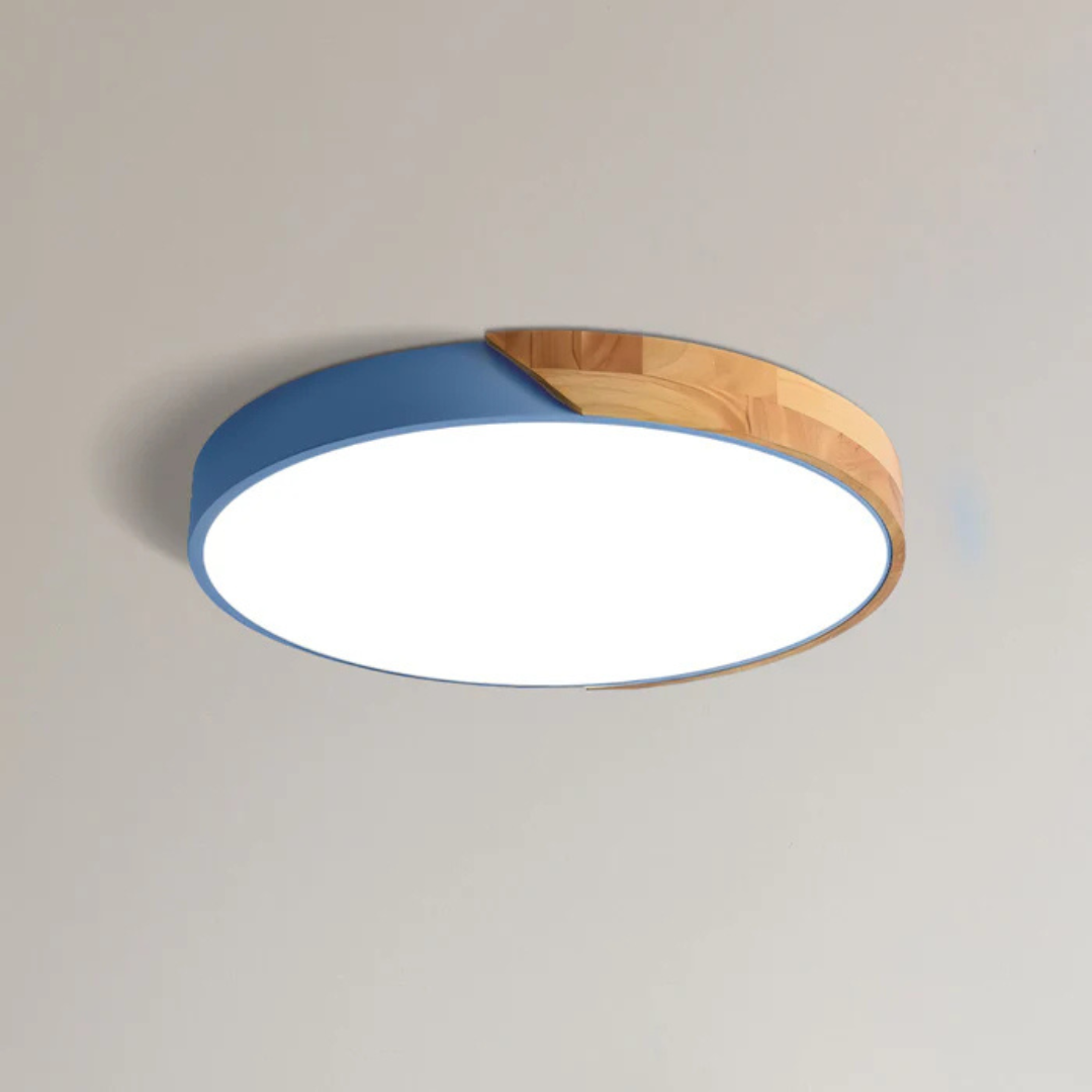 Plafón LED Nórdico de Madera, 6 Colores y 3 Tamaños Moderno