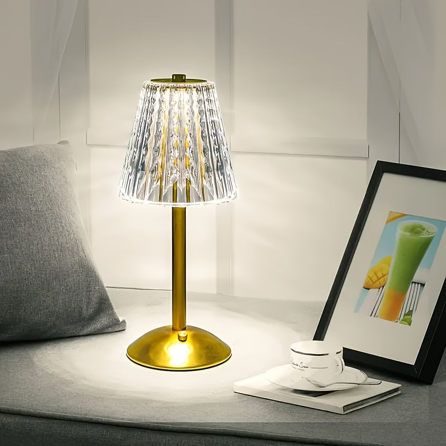 Lámpara de Mesa Crystal Touch Facetada Recargable USB