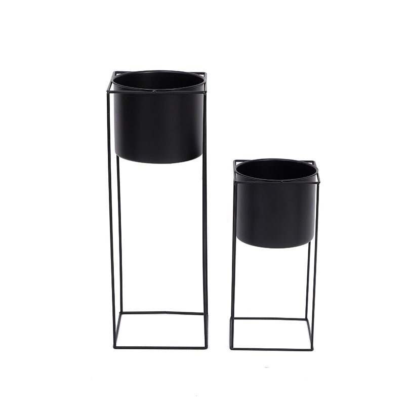 Soporte para Plantas de Interior de Metal Negro Rectangular
