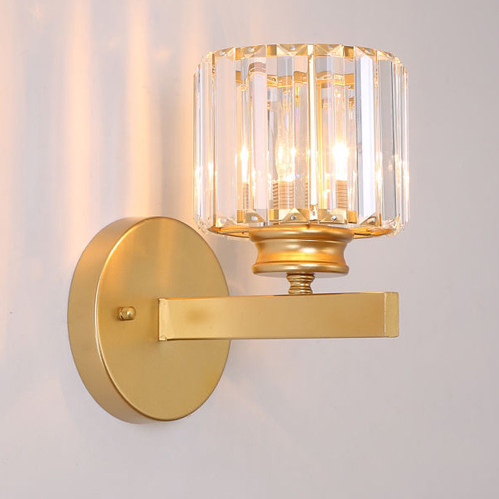 Aplique de Pared de Cristal y Hierro Moderno Negro u Oro