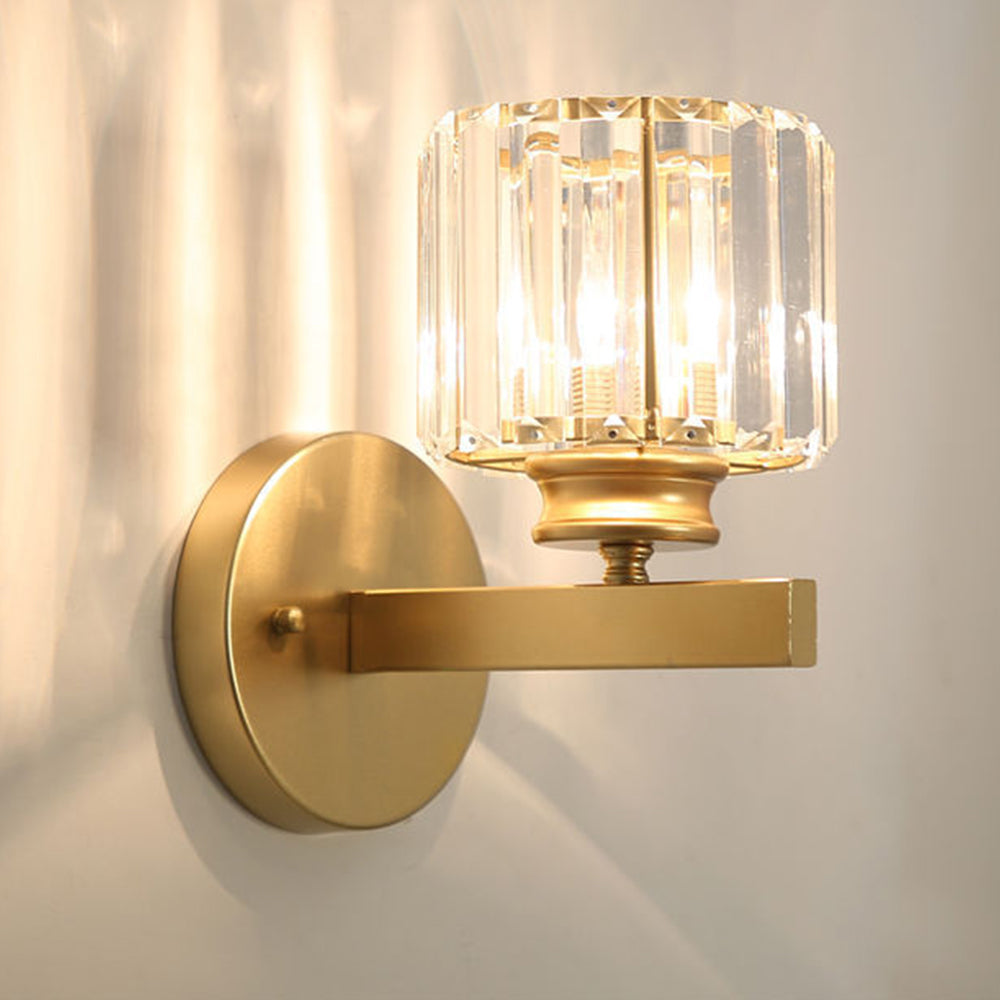 Aplique de Pared de Cristal y Hierro Moderno Negro u Oro
