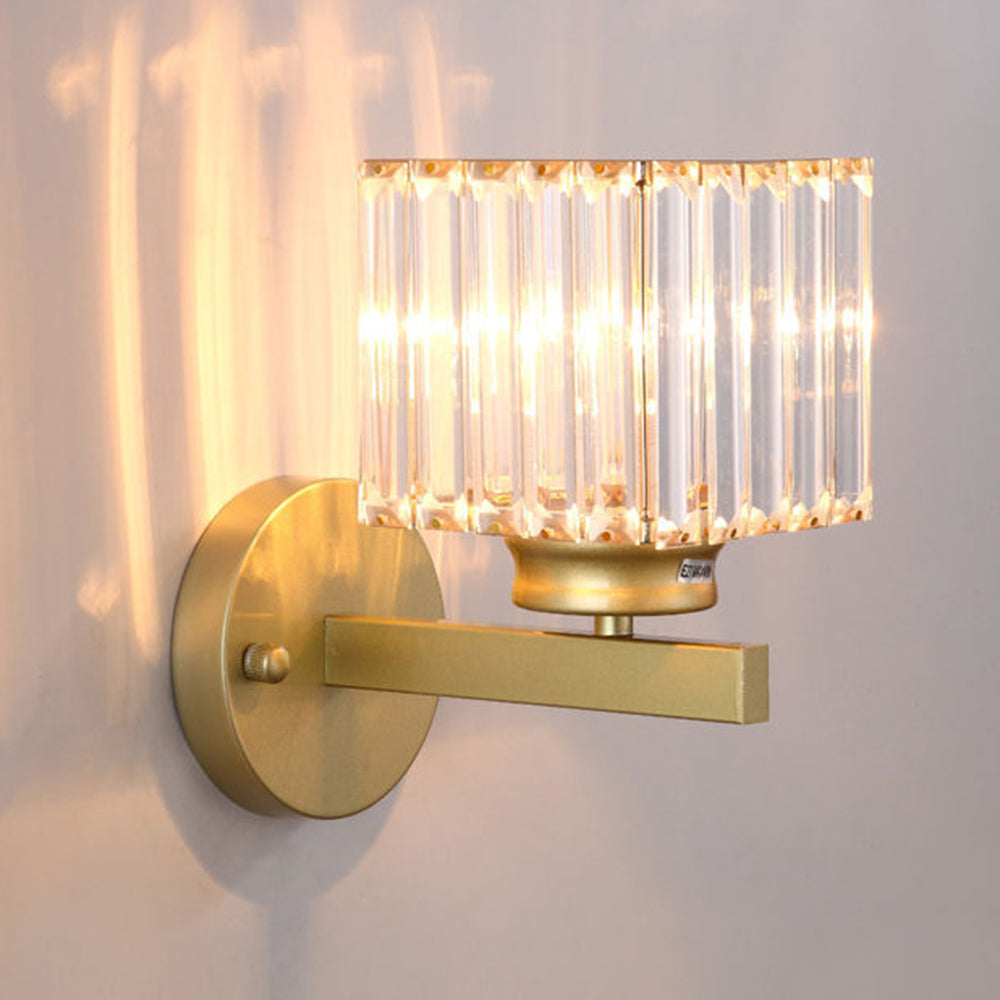 Aplique de Pared de Cristal y Hierro Moderno Negro u Oro
