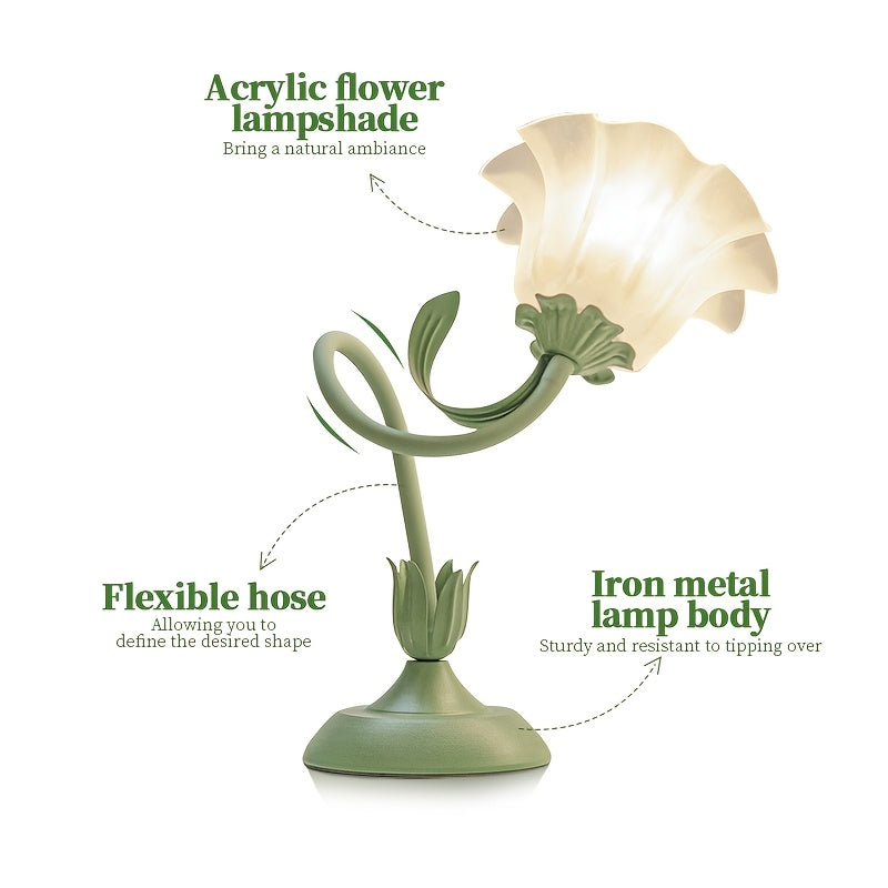 Lámpara de Mesa Floral USB con Pantalla en Forma de Flor
