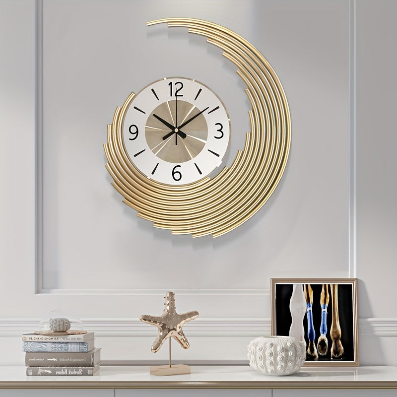 Reloj de Pared 3D de Metal Media Luna Silencioso de Cuarzo