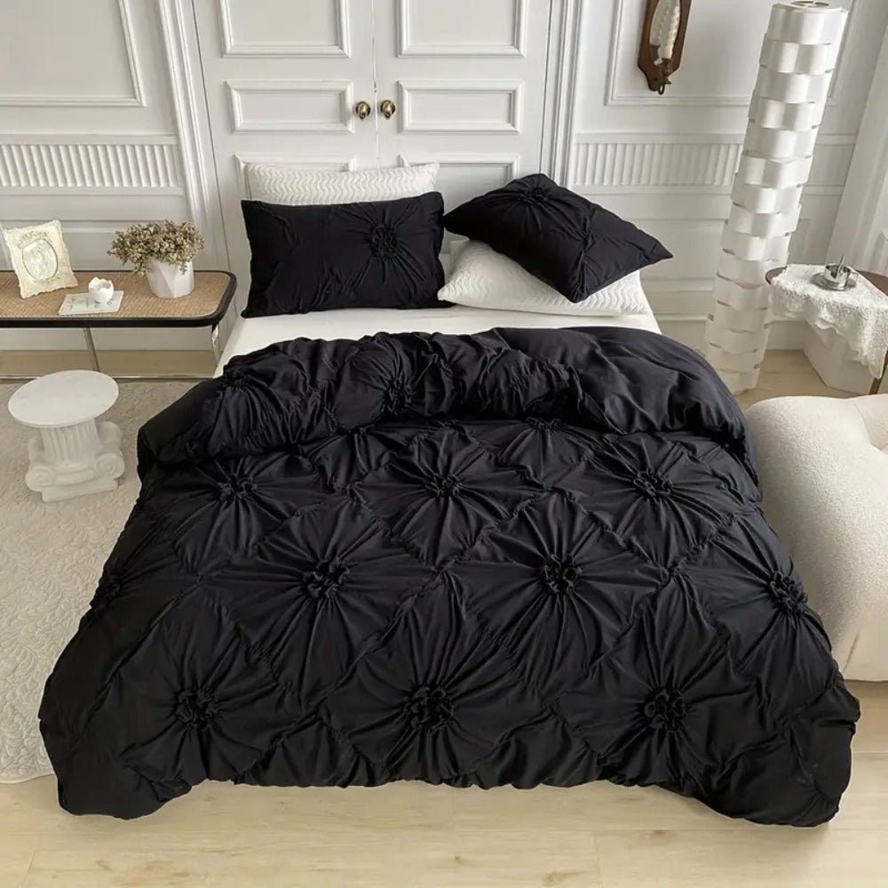 Funda Nórdica con Flores Plisadas en Relieve para Dormitorio