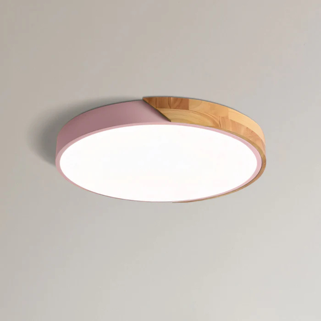 Plafón LED Nórdico de Madera, 6 Colores y 3 Tamaños Moderno