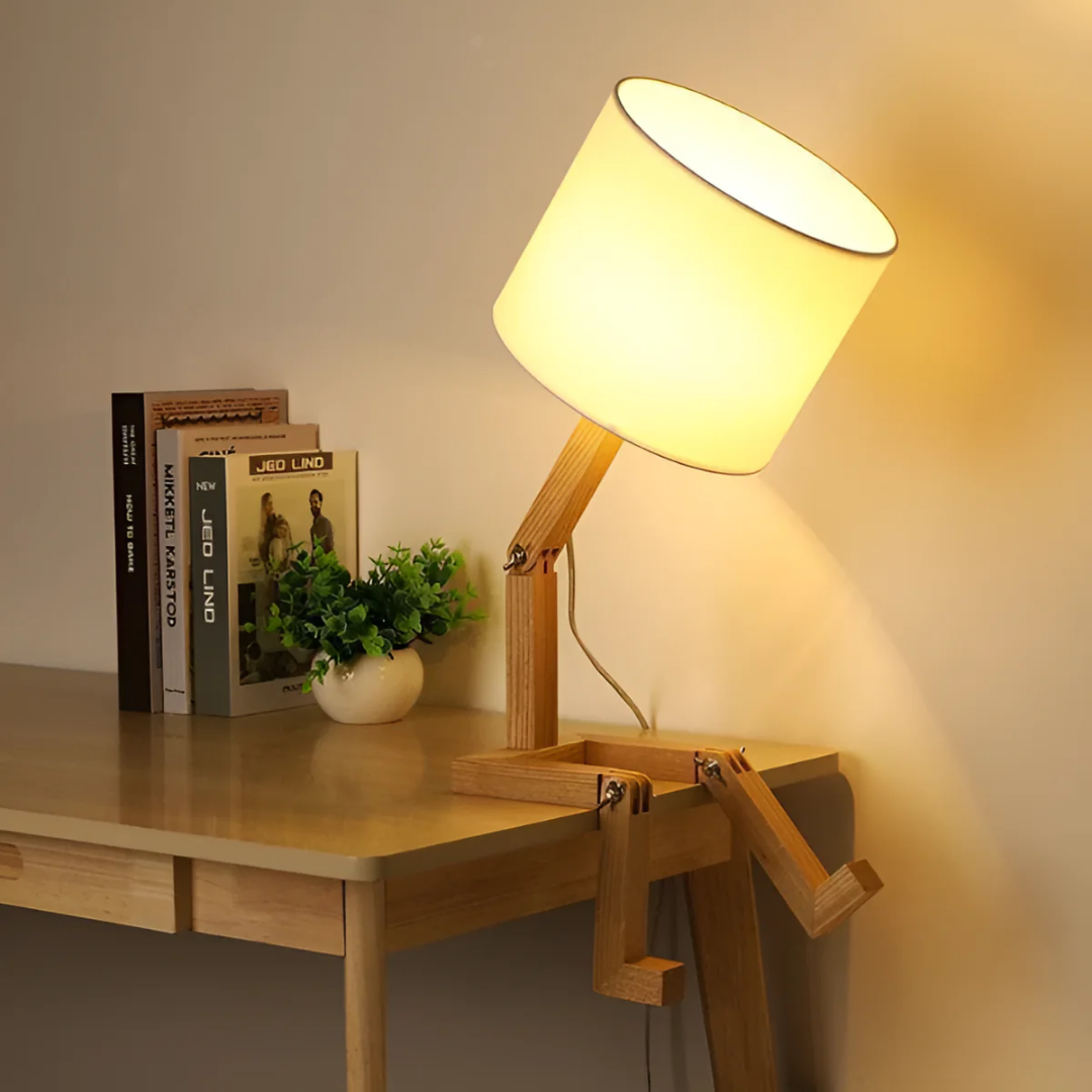 Lámpara de Mesa Rilna de Madera Maciza Flexible de Diseño