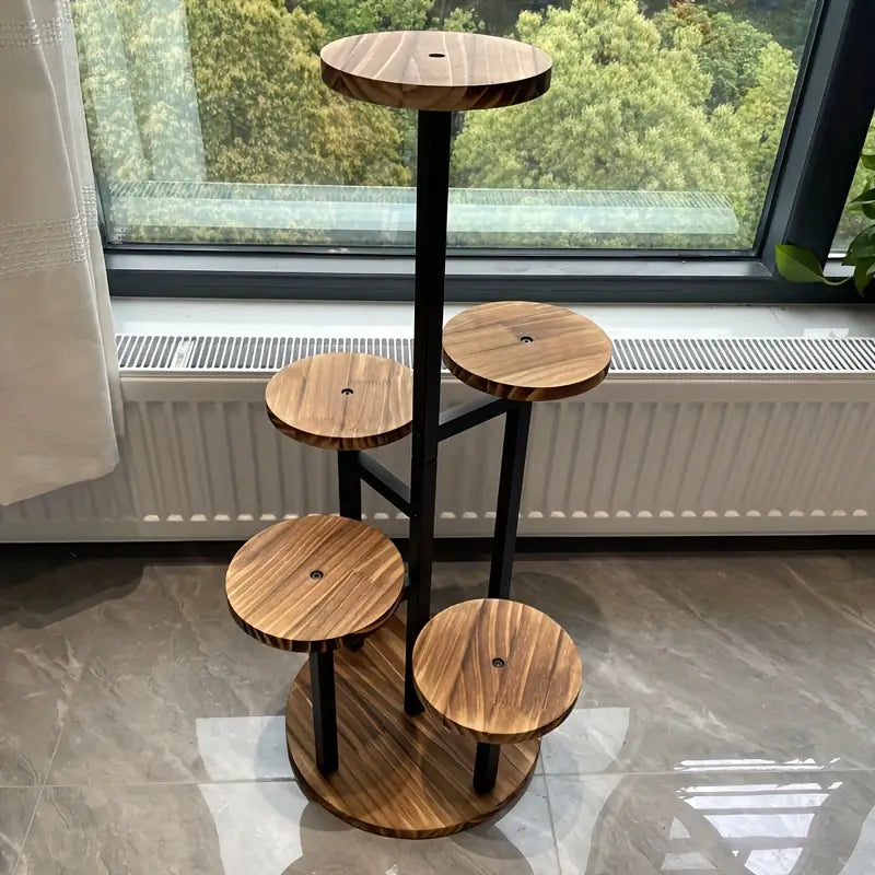 Soporte para Plantas Redondo Verdura de Madera con 6 Niveles