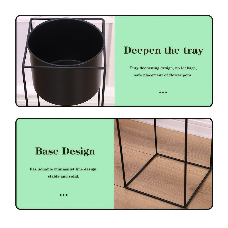 Soporte para Plantas de Interior de Metal Negro Rectangular