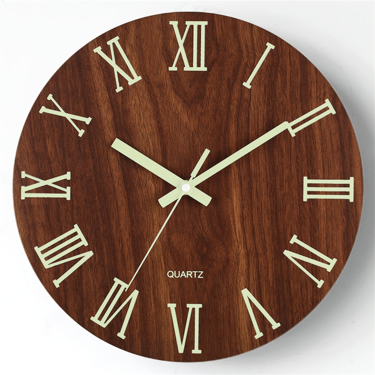 Reloj de Pared de Nogal Luminoso que Brilla en la Oscuridad