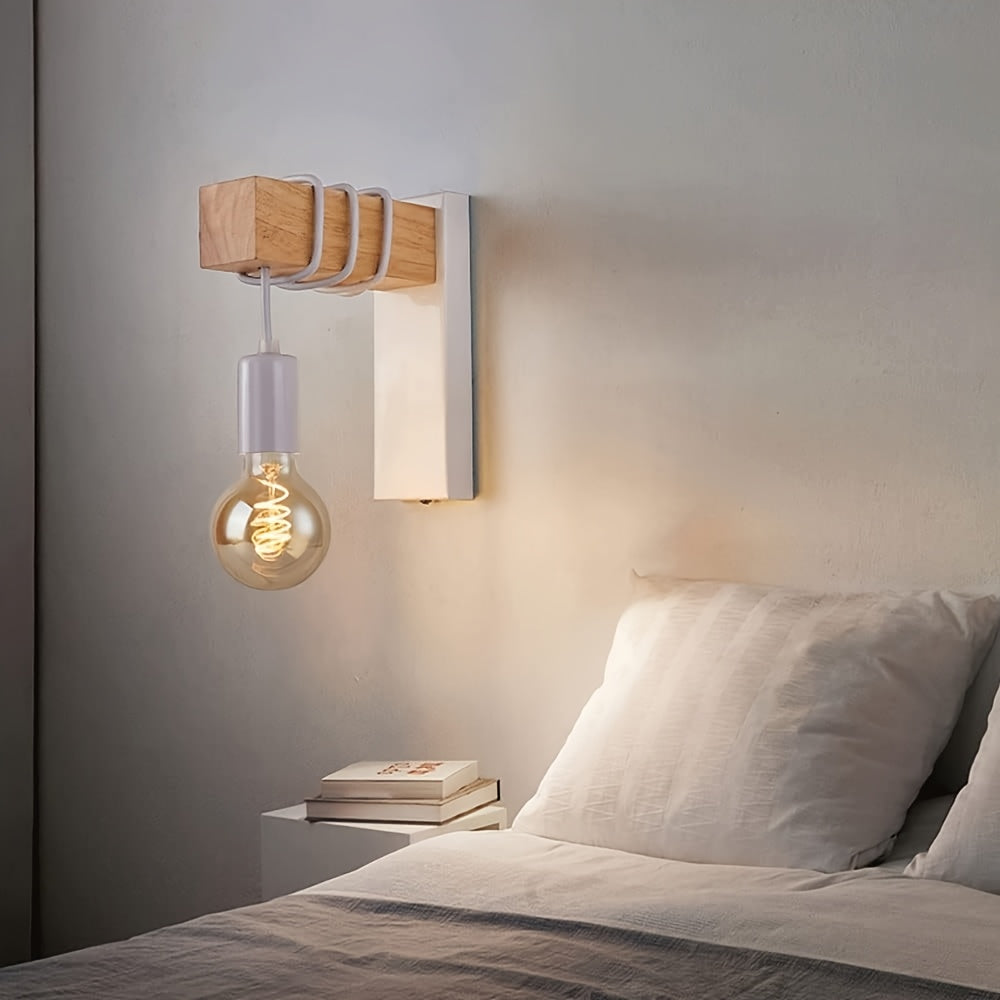 Aplique de Pared Industrial Moderno E27 Metal y Madera