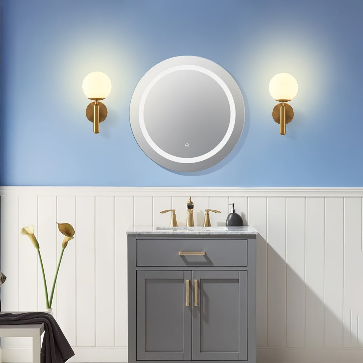 Aplique de Pared de Vidrio y Metal Moderno para Dormitorio