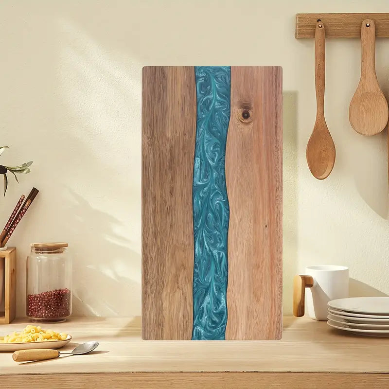 Tabla de Madera de Acacia con Resina Efecto Río para Quesos