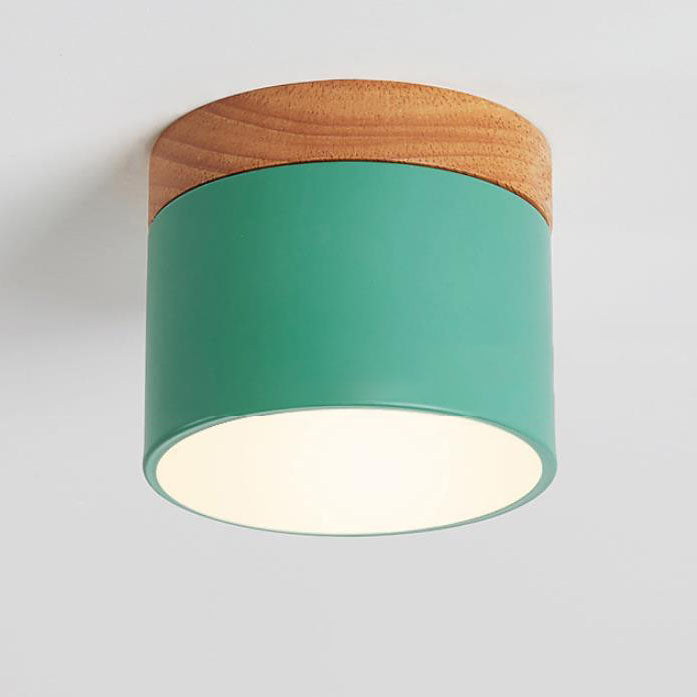 Plafón LED Macaron Escandinavo con Madera en 7 Colores
