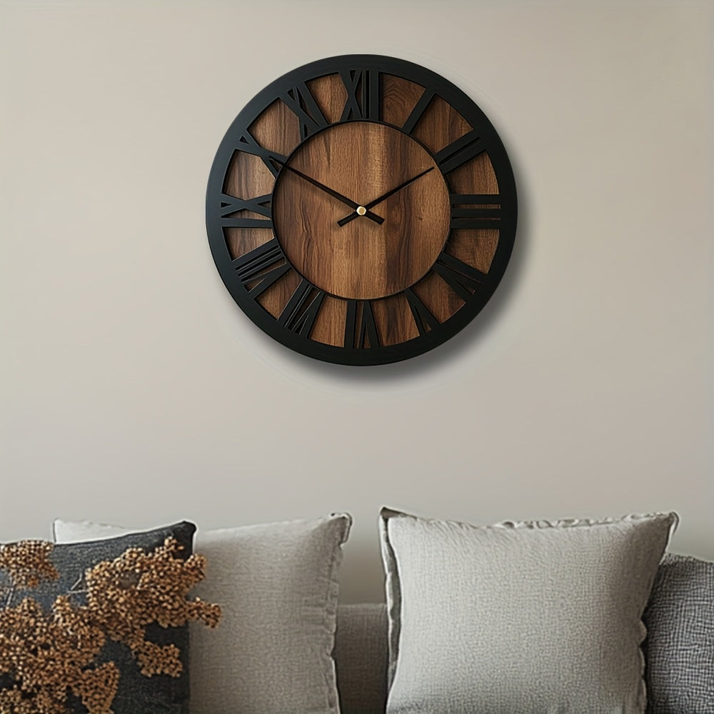 Reloj de Pared Vintage de Madera con Números Romanos