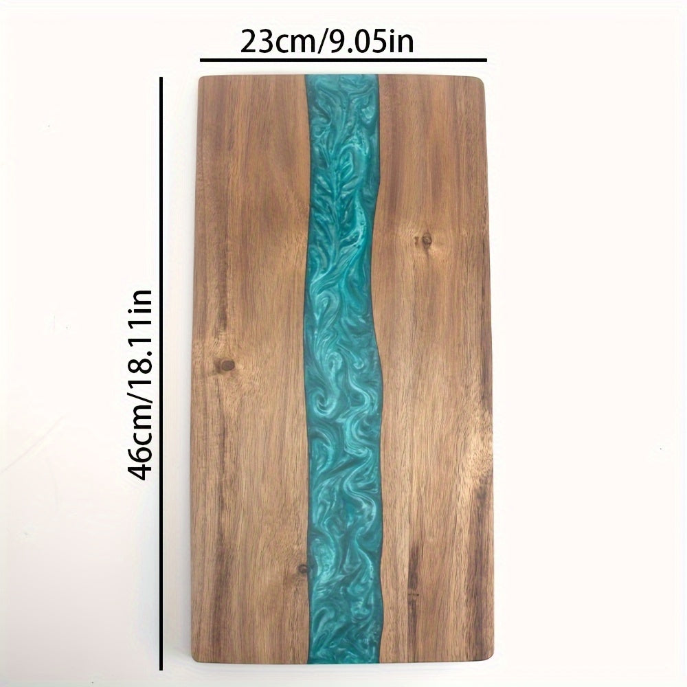 Tabla de Madera de Acacia con Resina Efecto Río para Quesos