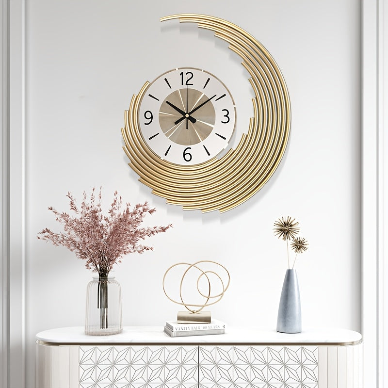 Reloj de Pared 3D de Metal Media Luna Silencioso de Cuarzo