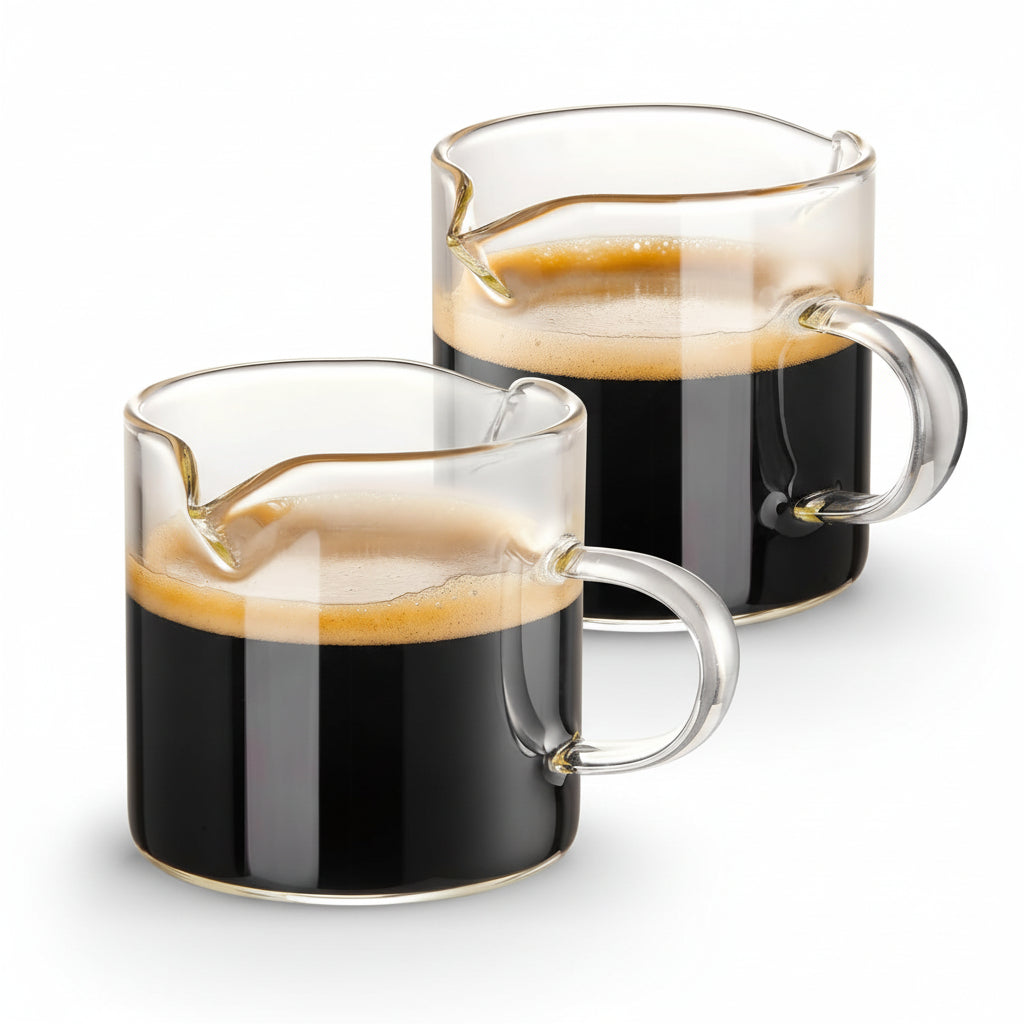Taza de Espresso Medidora de Vidrio Borosilicato Doble Pico
