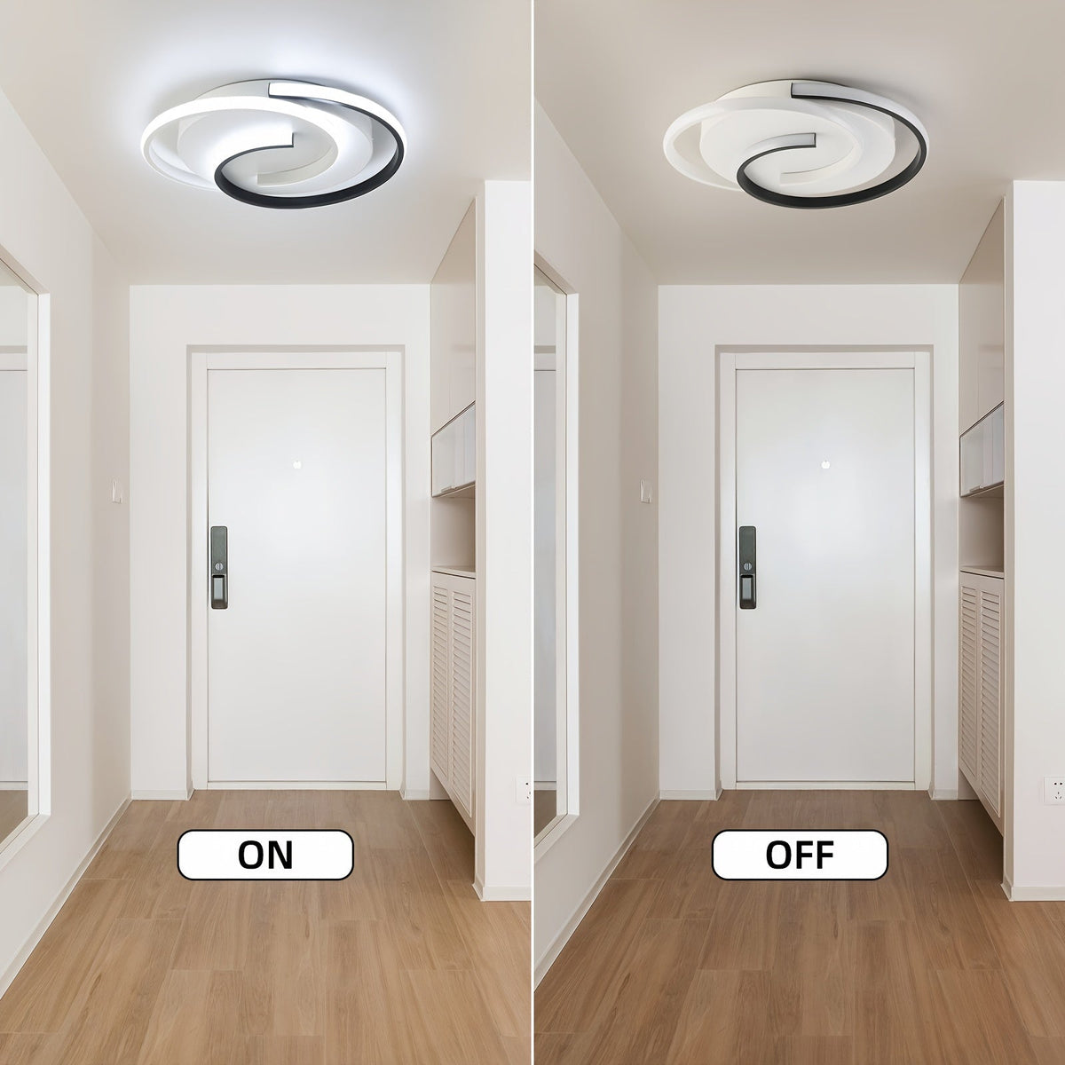 Plafón LED Espiral Redondo Minimalista en Blanco y Negro