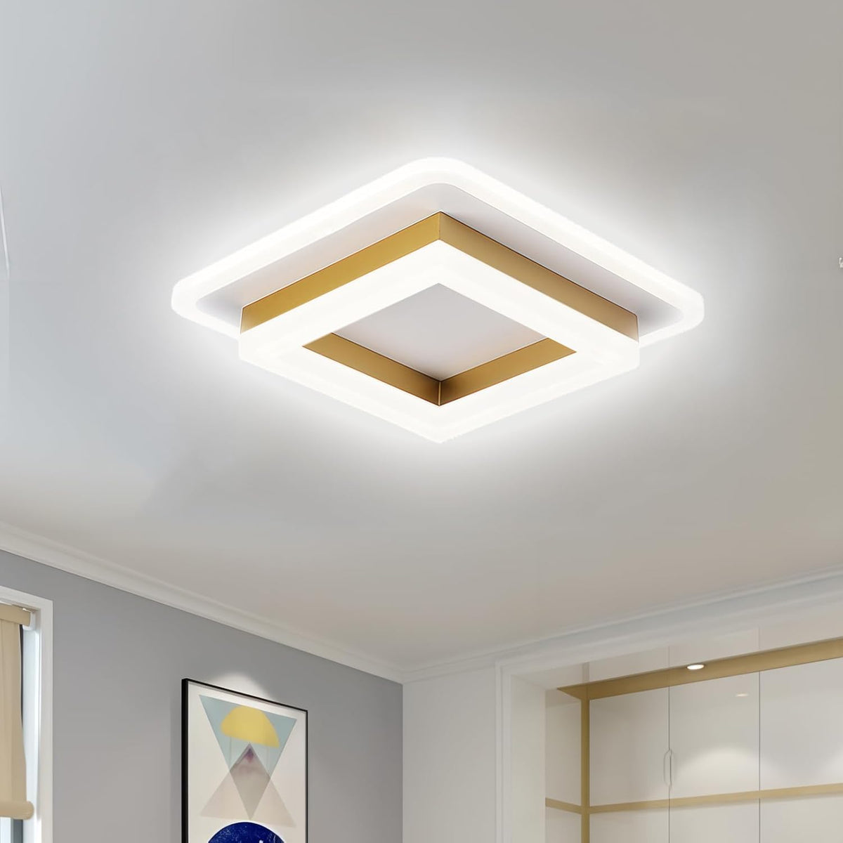 Plafón LED Cuadrado Moderno Empotrado de Acrílico y Hierro