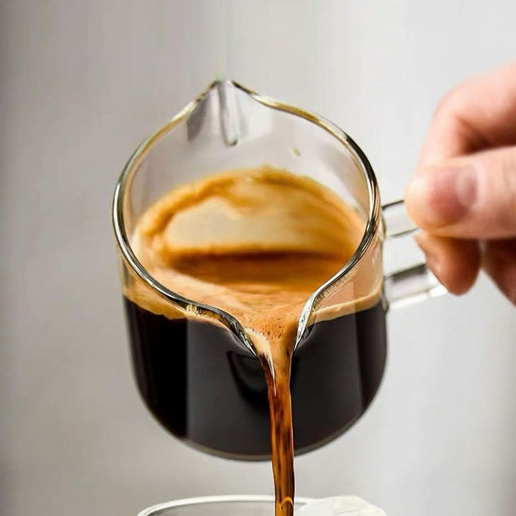 Taza de Espresso Medidora de Vidrio Borosilicato Doble Pico