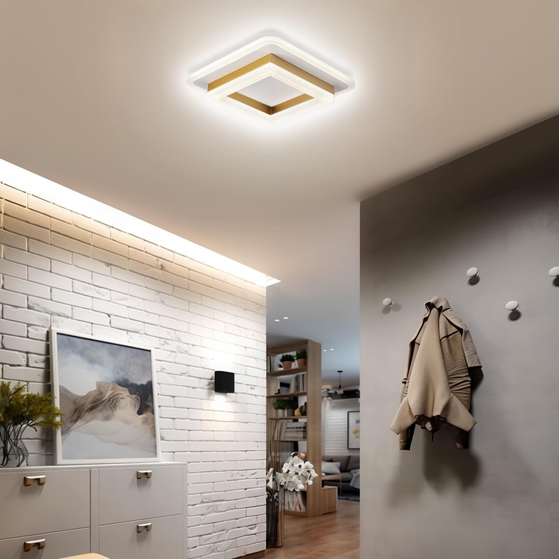 Plafón LED Cuadrado Moderno Empotrado de Acrílico y Hierro