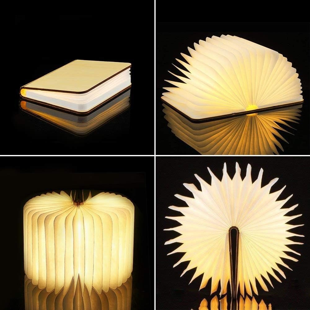 Lumibook Lámpara Libro Plegable 360° Recargable de Madera